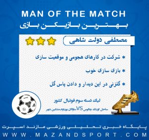 بهترین بازیکن دیدار ساحل اورنگ چالوس و ساوالان یوردوم مشکین شهر انتخاب شد + گرافیک